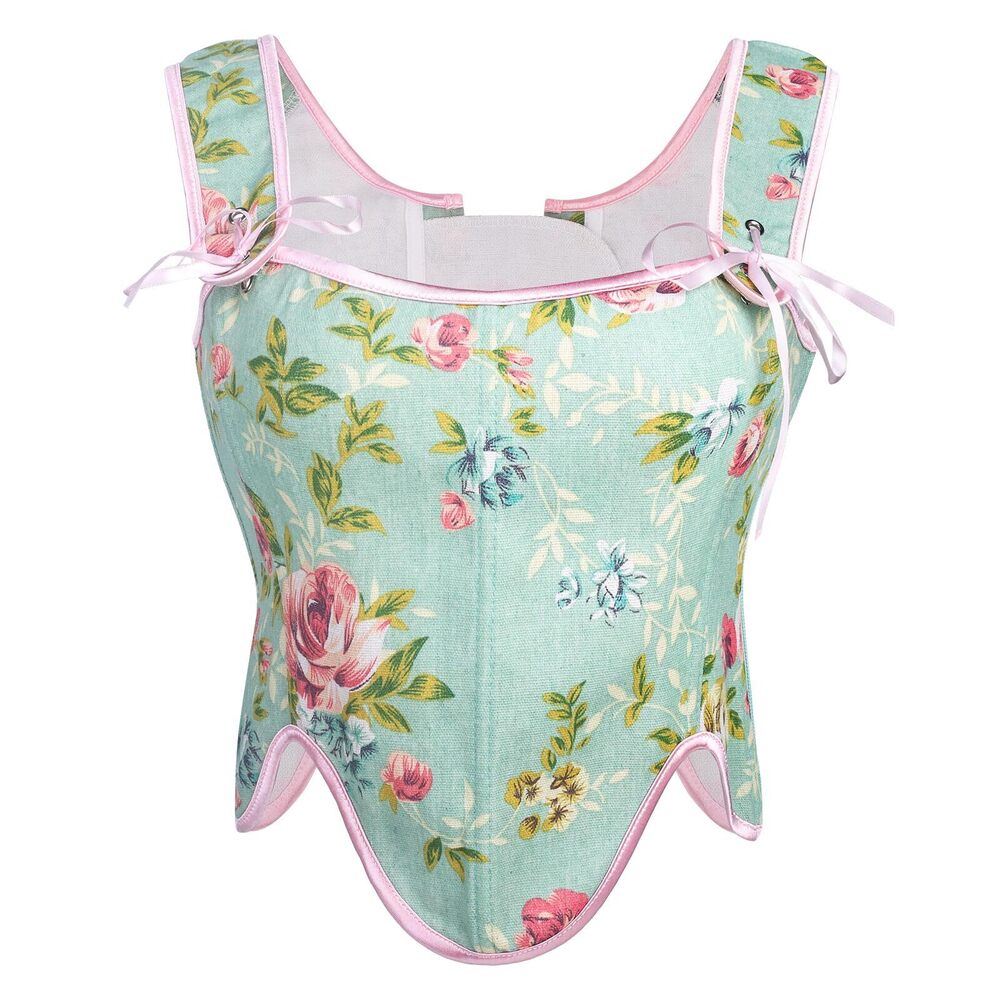 2113 Renaissance Corset Bustier Tops Victorian Cottagecore Corset Floral